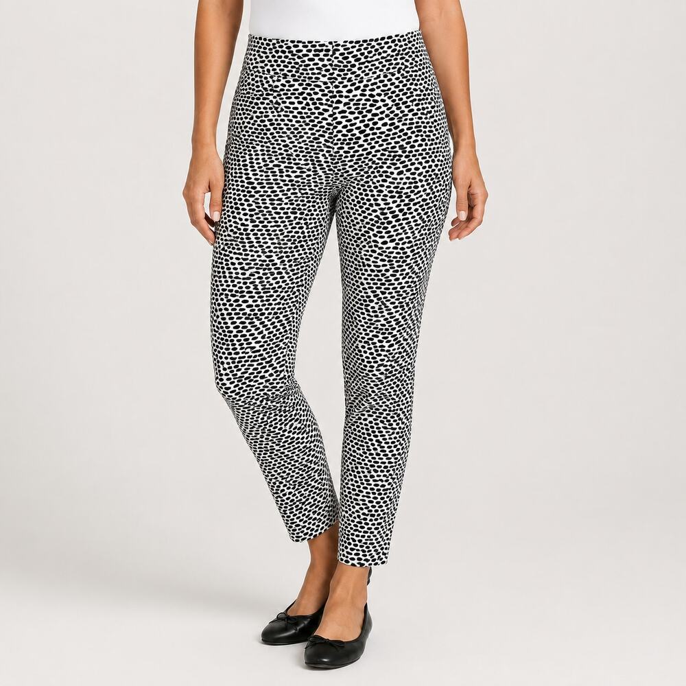 Who What Wear Black White Animal Print Pull On Ankle Pants Size 10 Office Siren